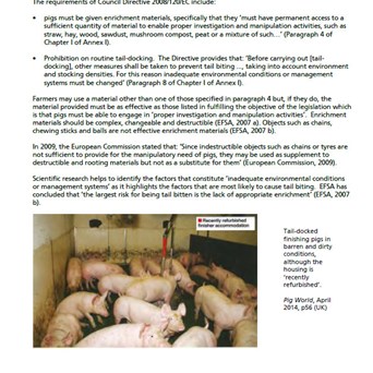 Lack of compliance with the Pigs Directive continues: Urgent need for change