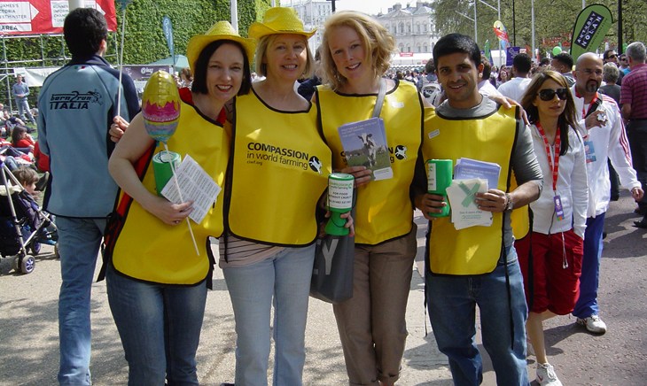 Group of volunteers holding collection tins