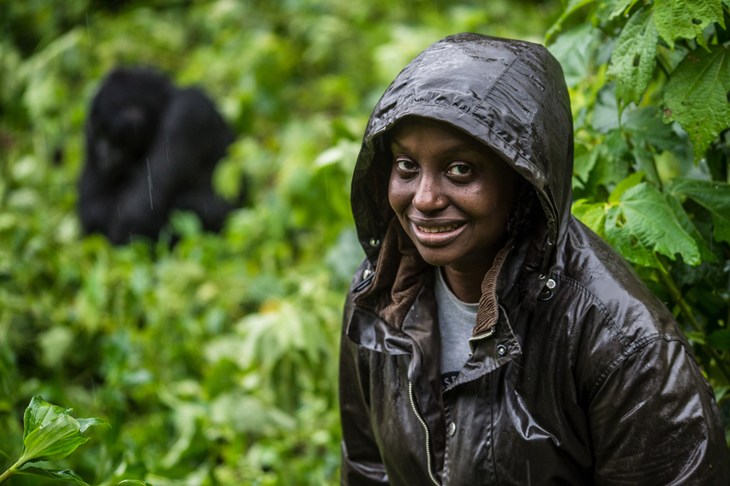 Dr. Gladys Kalema-Zikusoka in Uganda tracking gorillas